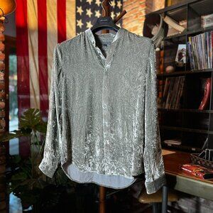 JOHN VARVATOS Crushed Velvet Button Down in Gray sz.M *SAMPLE*